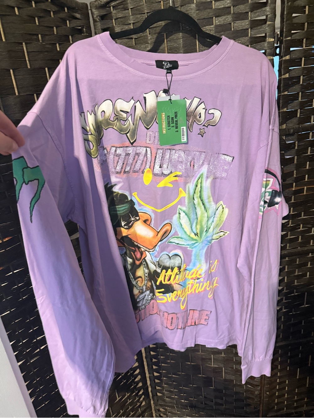 NWT SZ XXXL The Triple Sevens Club "Graffiti" Player Long Sleeve Tee (Purple)